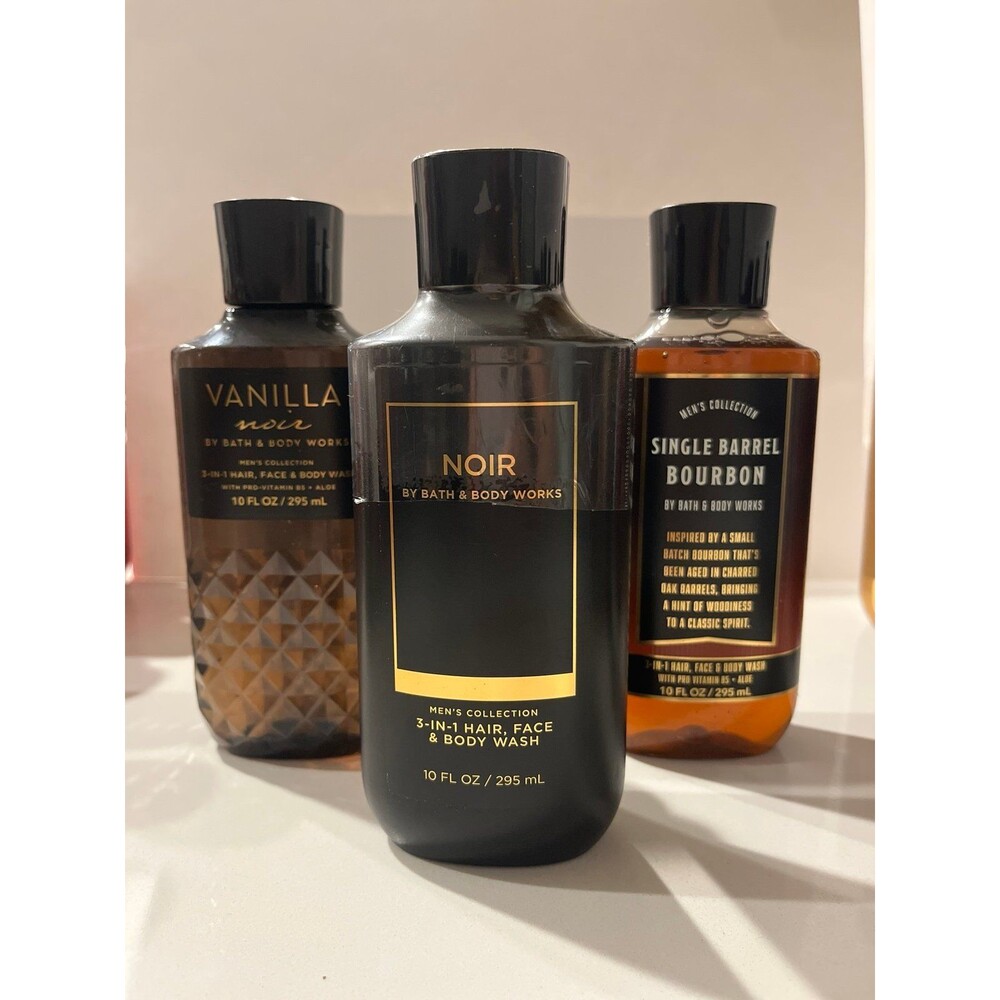 BBW DISCONTINUED Vanilla Noir Men Wash Lot - Noir & Single Barrel Bourbon